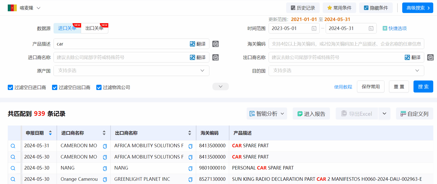 喀麦隆海关数据,海关数据,SG亚洲胜游海关数据 喀麦隆海关数据,海关数据,SG亚洲胜游海关数据